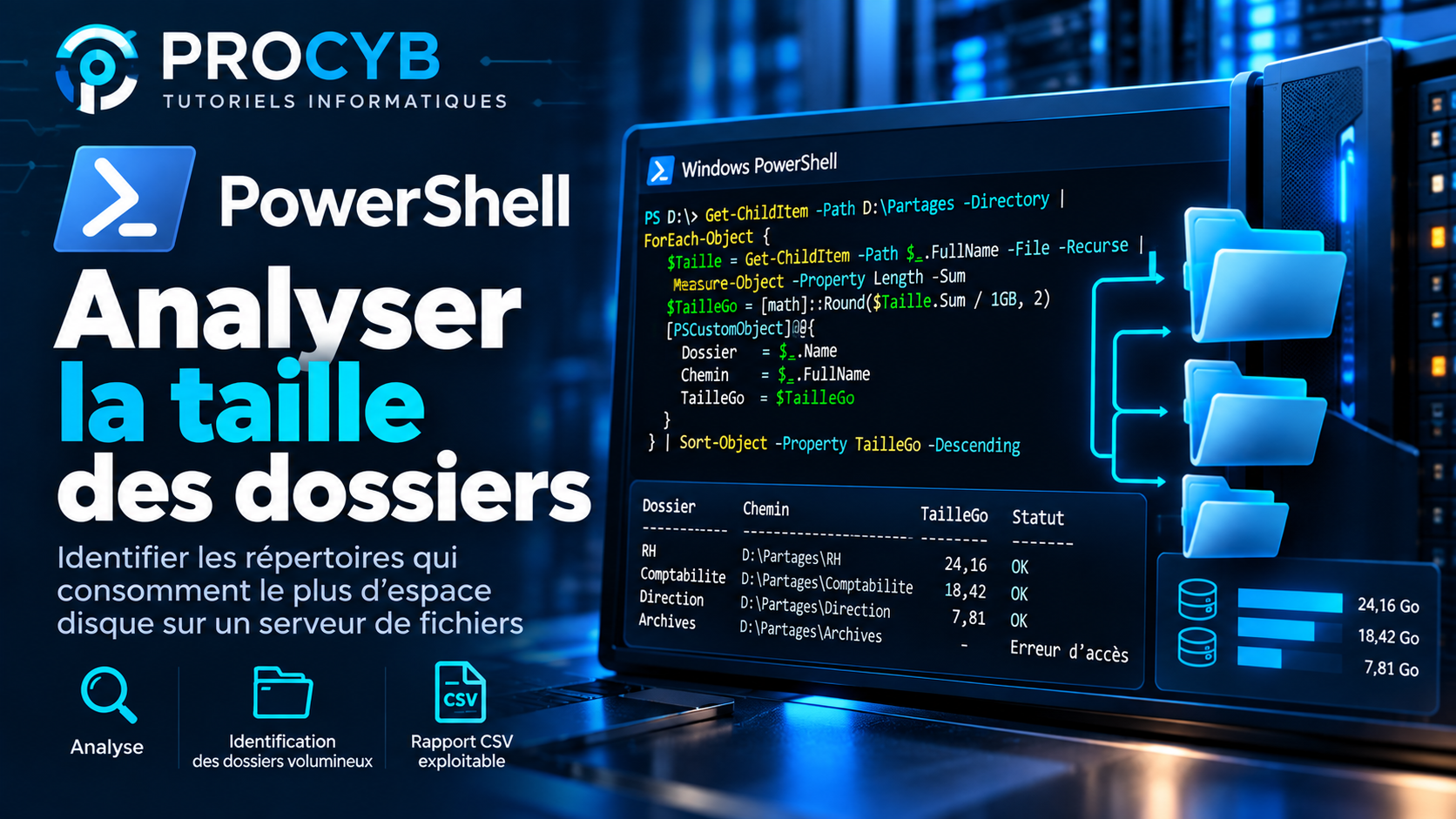 PowerShell : analyser la taille des dossiers d&rsquo;un serveur de fichiers