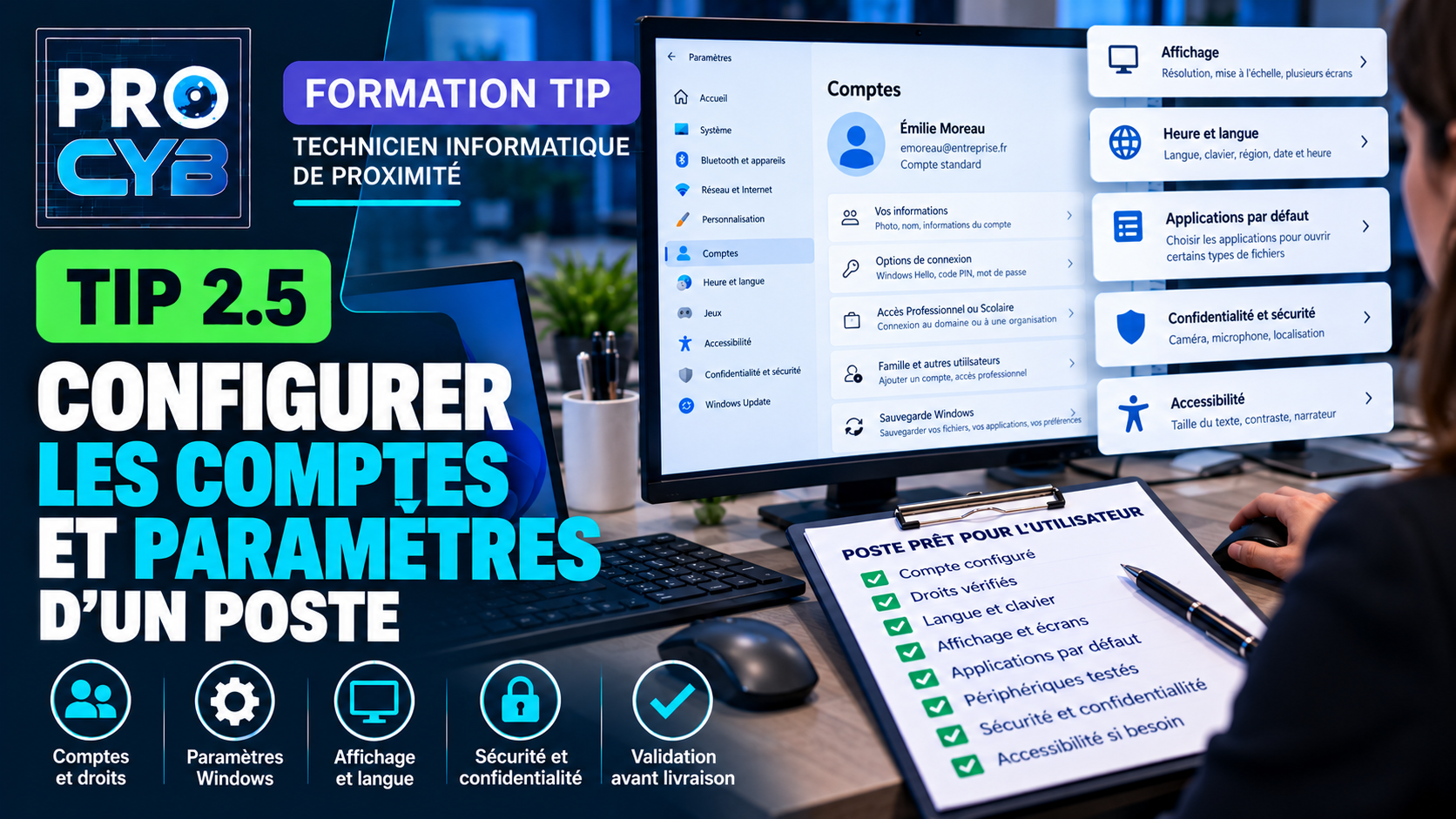 TIP 2.5 – Configurer les comptes et paramètres d’un poste