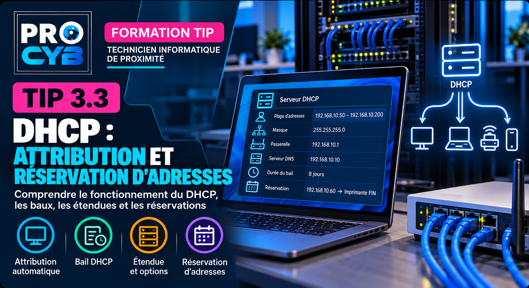 TIP 3.3 – DHCP : attribution et réservation d’adresses
