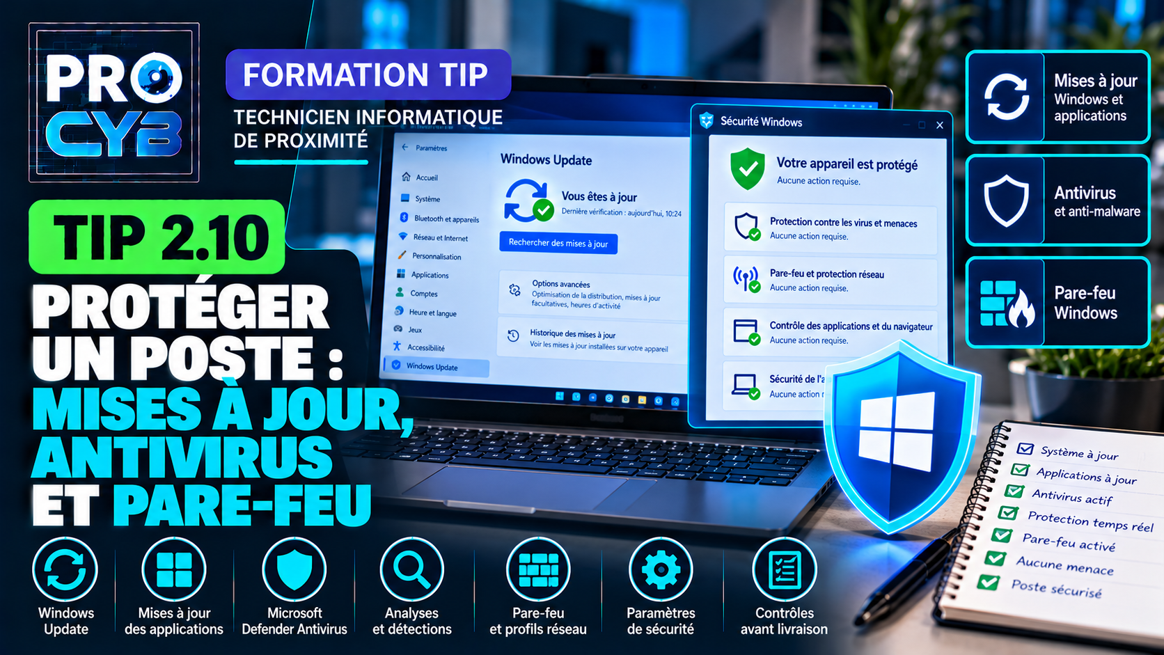 TIP 2.10 – Protéger un poste : mises à jour, antivirus et pare-feu